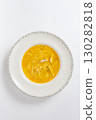 Chicken noodle soup for the menu on a white background, top view 130282818
