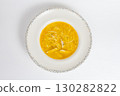 Chicken noodle soup for the menu on a white background, top view 130282822