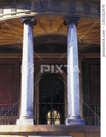 Old townscape of Rome, classical buildings with beautiful Ionic capitals Old townscape of Rome, classical buildings with beautiful Ionic capitals 130282976