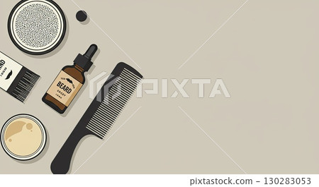 Men's grooming essentials flat lay. Perfect grooming for daily beard grooming 130283053