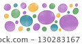 Circle playful shapes pastel crayon set. Kids colorful chalk elements. Kindergarten funky polka dot linocut grainy pattern. Vector handmade ellipse, round element isolated on transparent background 130283167