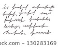 Illegible handwritten script text pattern. Unreadable letter piece. Freehand text letter note. Diary poetry ornament. Vector hand drawn illustration 130283169