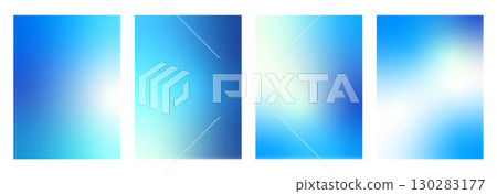 Set of blue gradients backgrounds. Vertical winter sky soft textures. Christmas sky abstract prints. Minimal gradation posters backdrops. Vector soft water collection illustration 130283177
