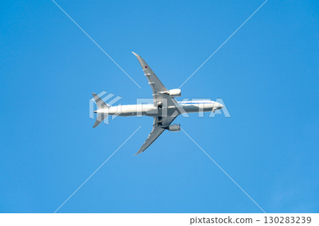 Passenger plane over Minato Ward 130283239