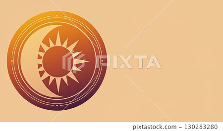 Modern sun icon creates cosmic balance. Perfect spiritual balance for design 130283280