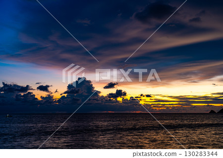 Beautiful sunset or sunrise clouds background,Sky nature composition,Amazing natural clouds sky background 130283344
