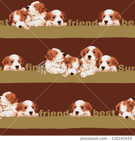 Hand drawn dog textile pattern, 130283919