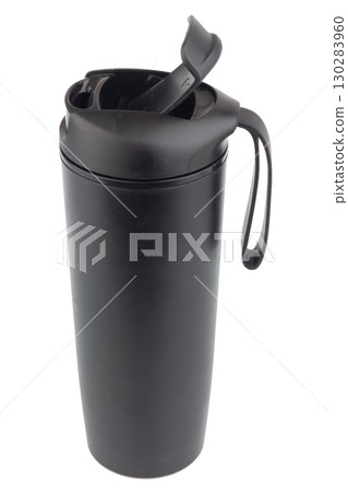 Modern Black Water Bottle on White Background Modern Black Water Bottle on White Background 130283960