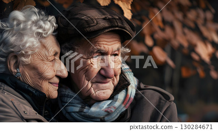 Portrait of a couple of two old people of retirement age. AI Generated Portrait of a couple of two old people of retirement age. AI Generated 130284671