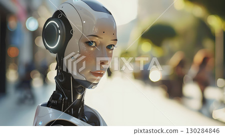 The robot, the android, is ready to perform work functions. AI Generated 130284846