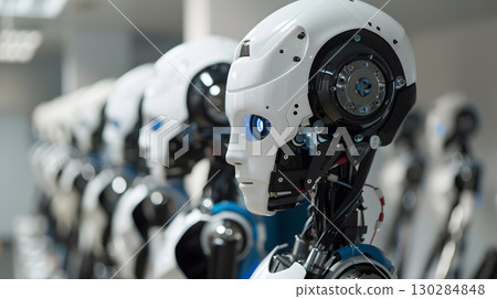The robot, the android, is ready to perform work functions. AI Generated 130284848