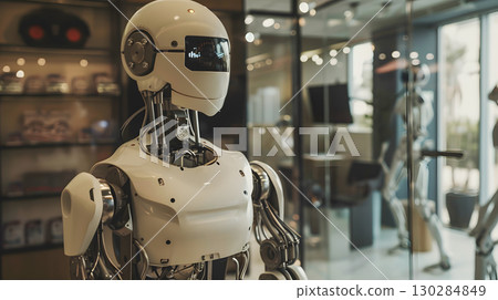The robot, the android, is ready to perform work functions. AI Generated The robot, the android, is ready to perform work functions. AI Generated 130284849