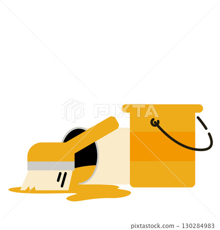 Paint can and brush vector illustration 130284983