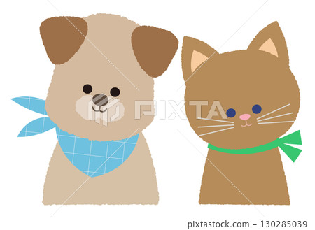 Dogs and cats, smiling faces 130285039