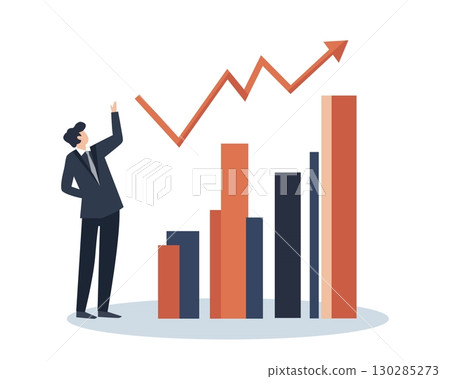 businessman on graph chart businessman on graph chart 130285273