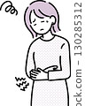 一名婦女因經痛而感到不適的插圖 130285312
