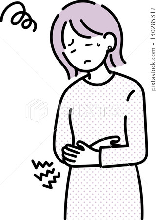 一名婦女因經痛而感到不適的插圖 130285312