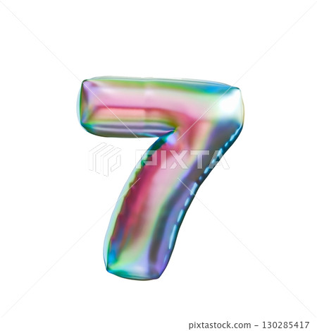 Tricolor gradient holographic metal font Number 7 SEVEN 3D Tricolor gradient holographic metal font Number 7 SEVEN 3D 130285417