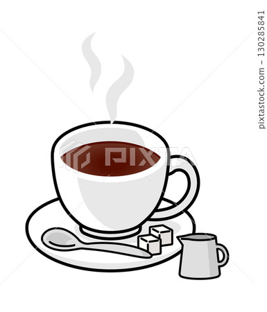 加糖和牛奶的咖啡杯 130285841