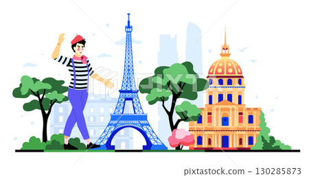 Travel to France - colorful flat design style illustration Travel to France - colorful flat design style illustration 130285873