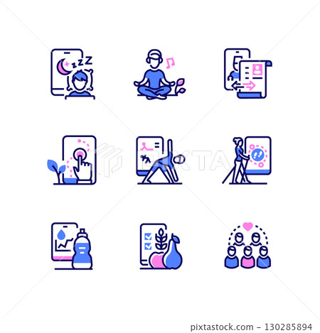Health app - modern line design style icons set Health app - modern line design style icons set 130285894