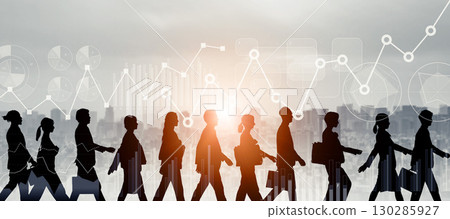 Walking people and business data concept 130285927