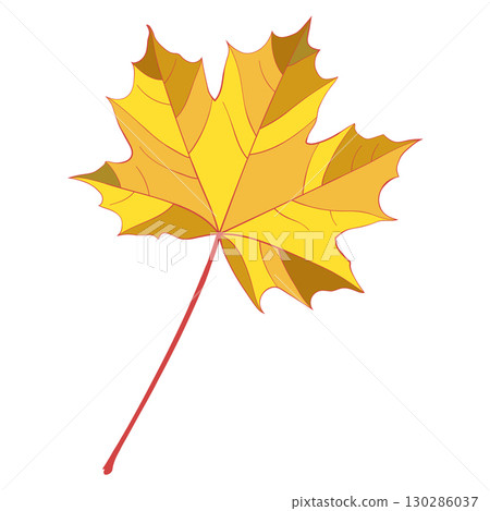 Gold autumn single maple leaf isolated on white background. Flat style vector illustration. Gold autumn single maple leaf isolated on white background. Flat style vector illustration. 130286037