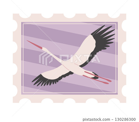 Postage stamp, icon. Hand drawn design, concept of travel. Retro postcard stickers, flat color vector illustration isolated on background 130286300