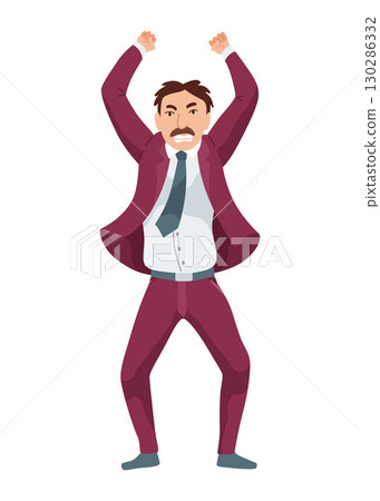 Angry men. Evil, negative and bad facial expression. Human emotion and body language concept. Male screaming with an angry expression. Vector cartoon illustration 130286332