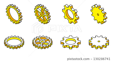 Gears isometric vector illustration set Gears isometric vector illustration set 130286741