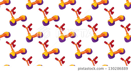 Seamless Cartoon Kids Scooter Pattern 130286889