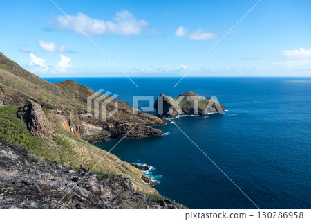 Cliffs and coastline of Taiohae Bay in Nuku Hiva, Marquesas Islands, French Polynesia Cliffs and coastline of Taiohae Bay in Nuku Hiva, Marquesas Islands, French Polynesia 130286958