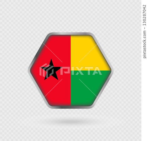 Guinea Bissau flag in a hexagon frame. 130287042