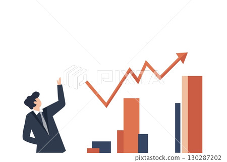 businessman standing on line chart 130287202