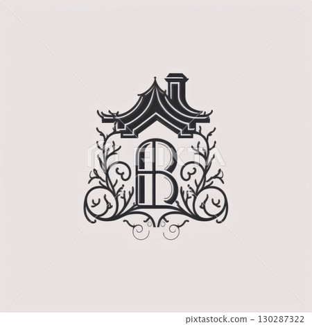 Luxury house logo design vector template. Elegant letter B logo design. Luxury house logo design vector template. Elegant letter B logo design. 130287322
