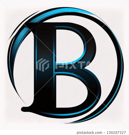 Blue letter B on a white background, 3d render, square image 130287327