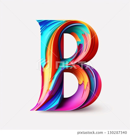 Colorful 3d letter B uppercase. Liquid font. Colorful 3d letter B uppercase. Liquid font. 130287340