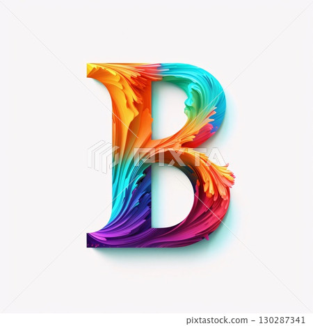Alphabet letter B in the form of a colorful brush strokes. Vector illustration. 130287341
