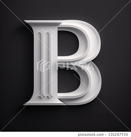 Letter B cut out from paper. 3d illustration. Black background. Letter B cut out from paper. 3d illustration. Black background. 130287550