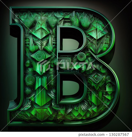 B renderings and symbols in green color. B renderings and symbols in green color. 130287567