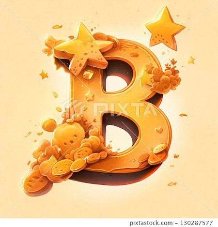 B letter with cookies and stars, vector illustration. B letter design B letter with cookies and stars, vector illustration. B letter design 130287577