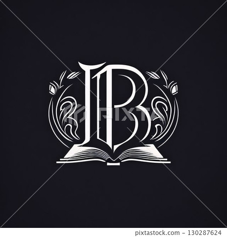 Initial Letter B logo with Elegant floral pattern and book. Initial Letter B logo with Elegant floral pattern and book. 130287624