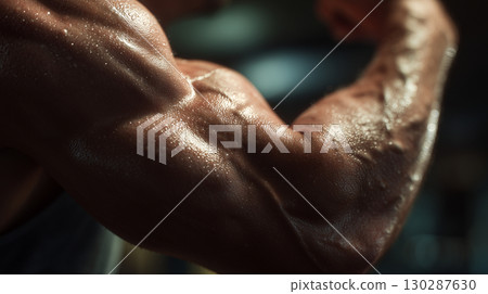 Close-up of well-toned muscular arms 130287630