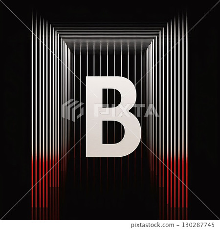 Letter B on a black background with a red and white stripes. 130287745