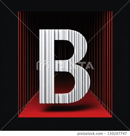 letter B in the form of stripes on a black background. 3d rendering letter B in the form of stripes on a black background. 3d rendering 130287747