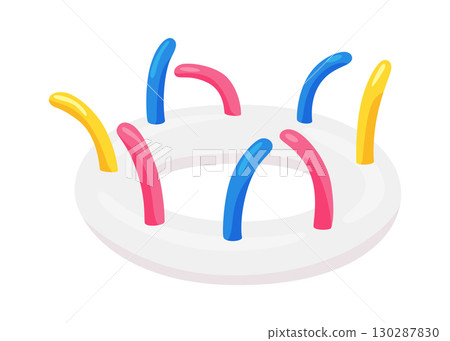 Inflatable swim pool ring. Colorful floater element for beach, swimming pool lifebuoy and life saver equipment. Inflatable rubber toy, cartoon vector illustration 130287830