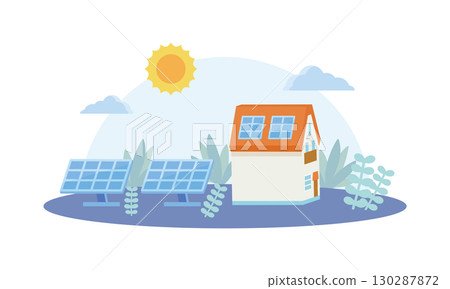 房屋和太陽能電池板 130287872