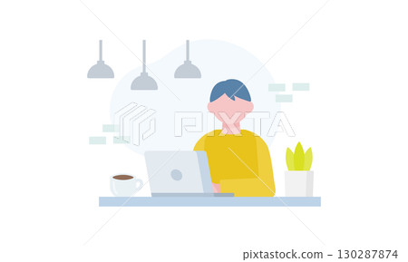 人在咖啡館經營筆記本電腦 130287874