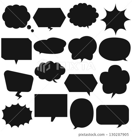 簡單的語音氣泡框架設定黑色單色 簡單的語音氣泡框架設定黑色單色 130287905