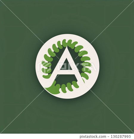 Letter A symbol on a green background. Vector illustration. Eps 10 130287993